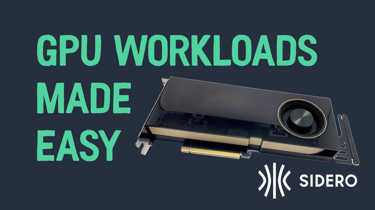 A picture of a GPU with the text "GPU workloads made easy"